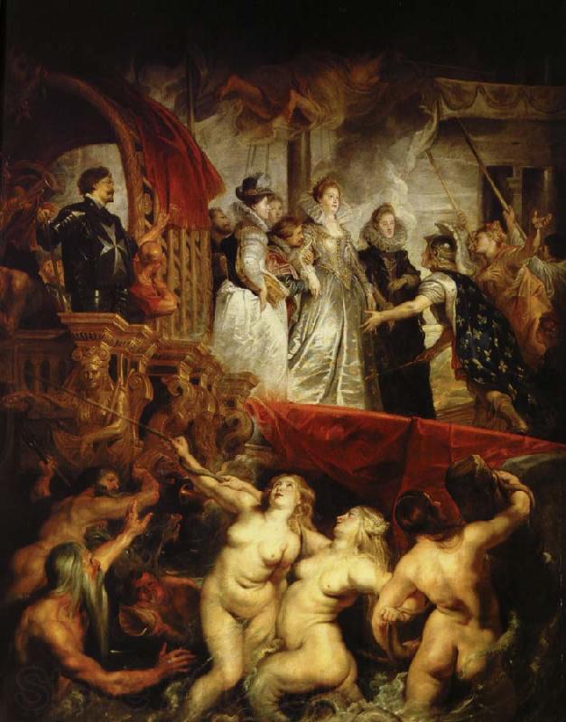 Peter Paul Rubens maria av medicis ankomst till hamnen i marseilles efter gifrermalet med henrik iv av frankrike Norge oil painting art
